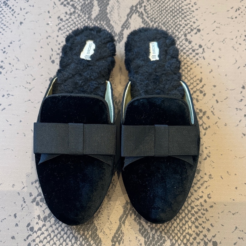 Birdies Phoebe Black Velvet Women's Slippers